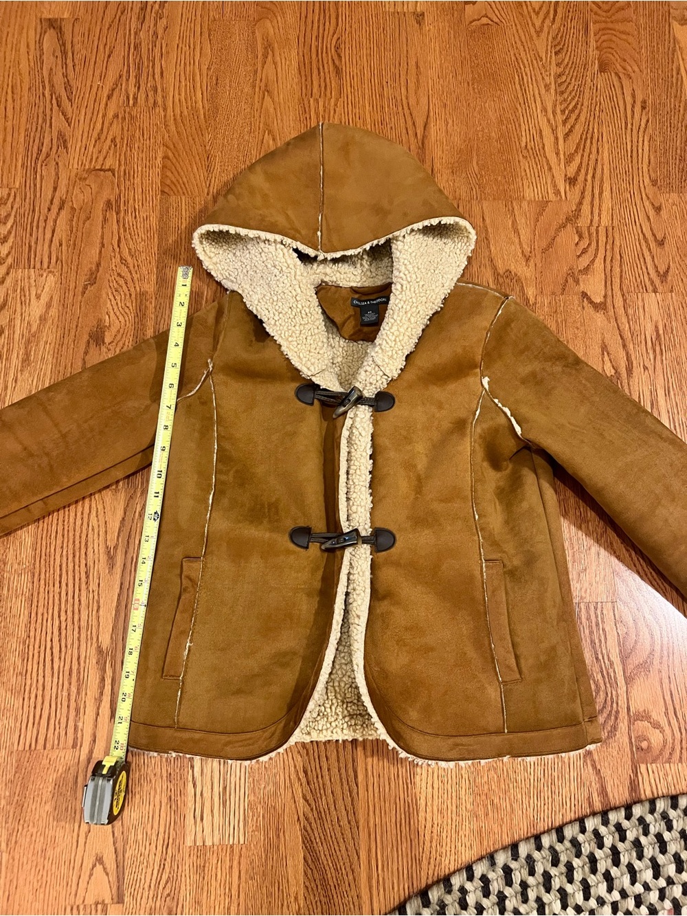 Women’s Hooded Faux-Suede Toggle Coat - Brown
